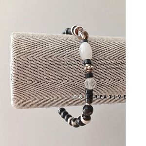 New men's sterling silver with horn beads and mixed gemstone handmade bracelet